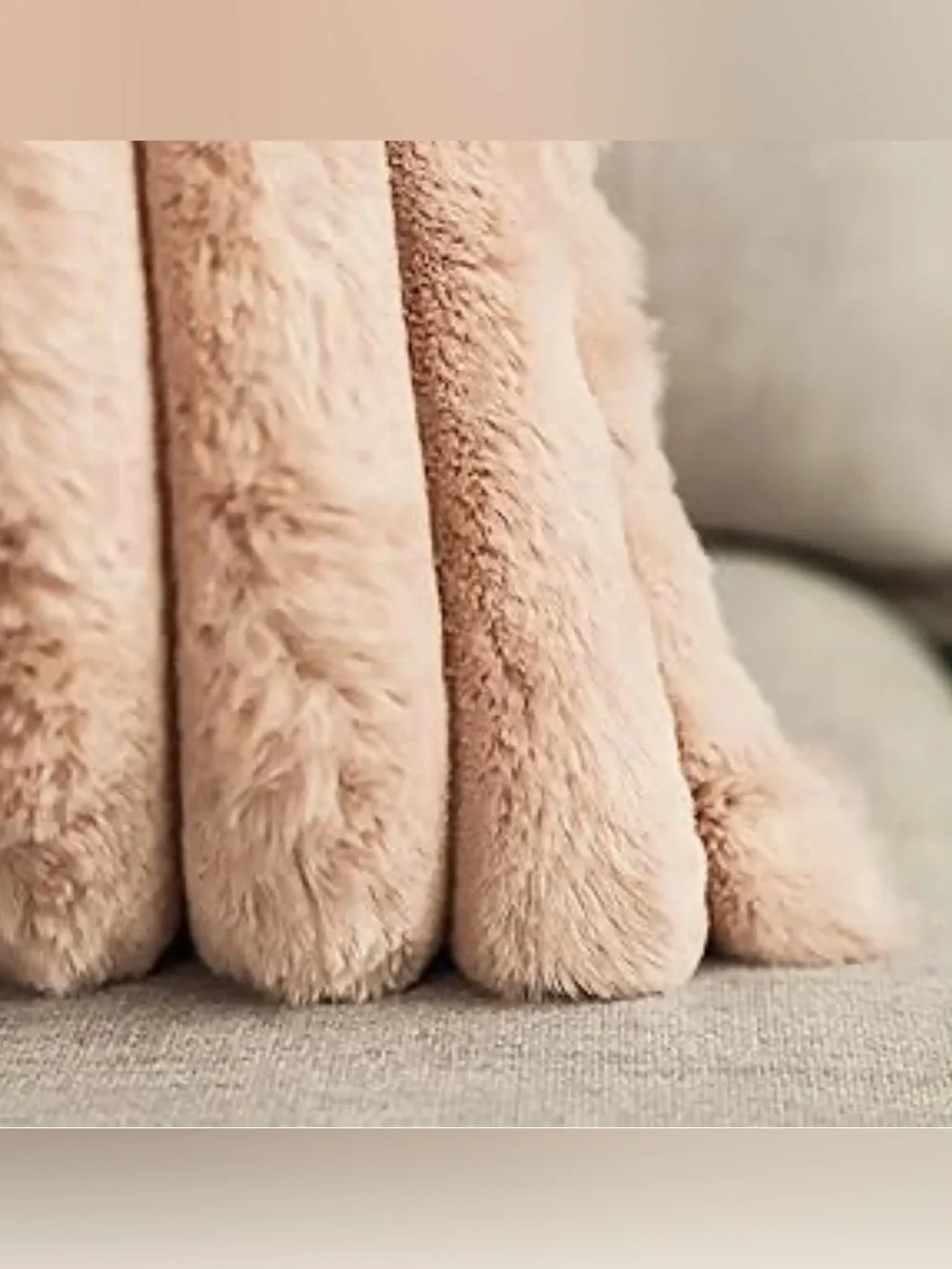 Set of 2 Plush Dbl Sided Faux Fur 18”x18” Decorative Throw Pillow Covers - Camel